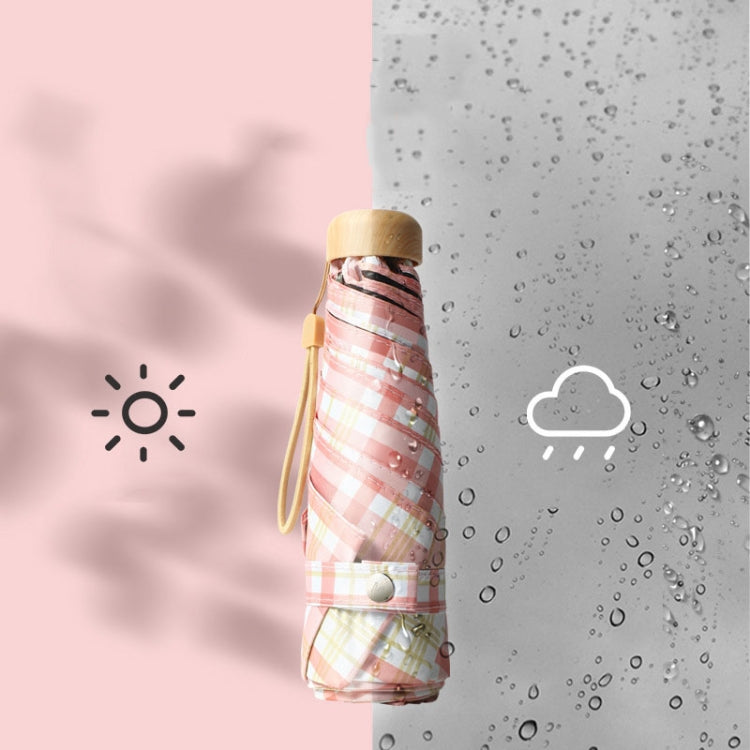Five-fold Lattice Umbrella Black Glue Sun and Rain Dual-use Pocket Capsule Umbrella, Pink, Green, Purple, Blue