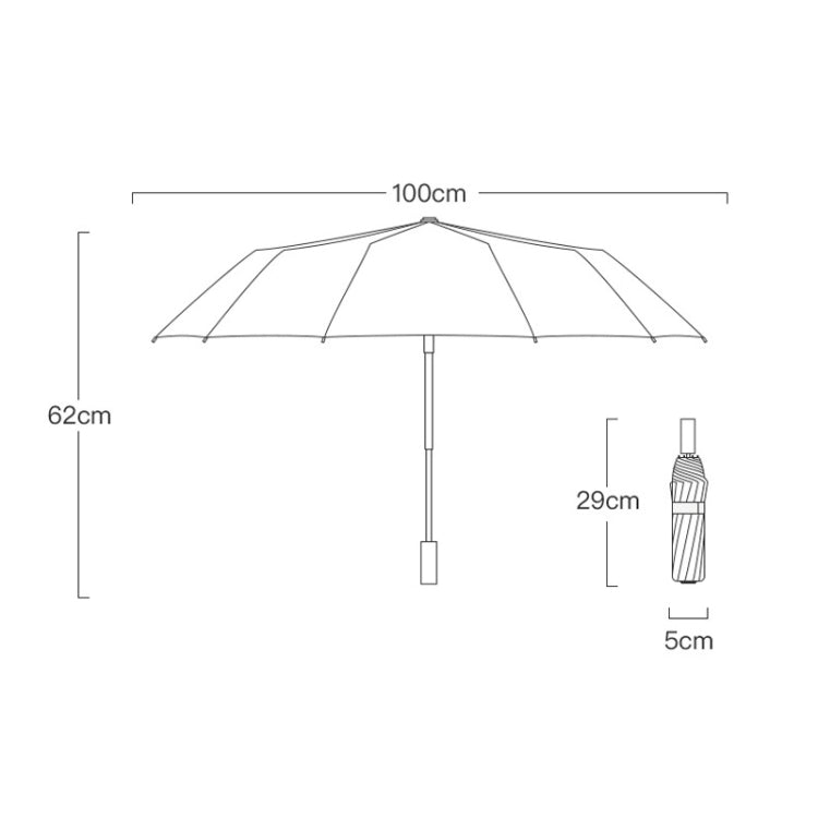 3-fold 16-bone Hand Open Umbrella Retro Wood Handle Black Glue Sunshade Umbrella, Spring Tree, Prune Tree, Jiangnan, Sunset Mountain, Chrysanthemum