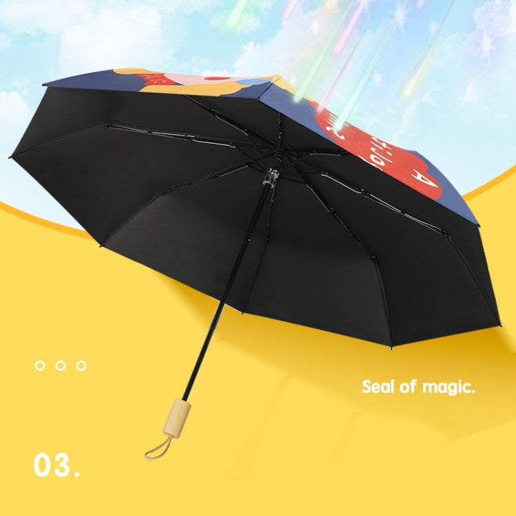 3-fold 8-bone Hand-opened Sunny and Rainy Umbrella Black Glue Sunscreen Umbrella, Dark Blue, Ink Green, Purple, Olive Green, Khaki