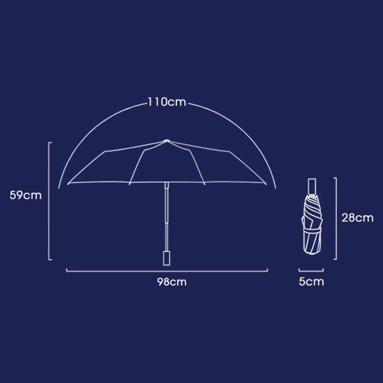 3-fold 8-bone Hand-opened Sunny and Rainy Umbrella Black Glue Sunscreen Umbrella, Dark Blue, Ink Green, Purple, Olive Green, Khaki