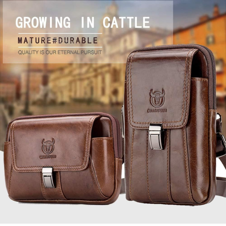 BULL CAPTAIN Multifunctional Leather Mobile Phone Small Waist Bag For Men, Horizontal Brown, Horizontal Black, Vertical Brown, Vertical Black