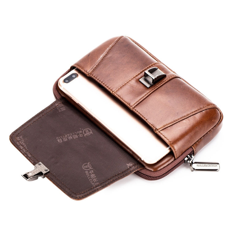 BULL CAPTAIN Multifunctional Leather Mobile Phone Small Waist Bag For Men, Horizontal Brown, Horizontal Black, Vertical Brown, Vertical Black