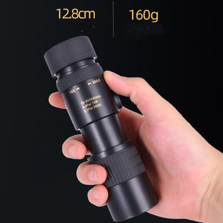 10-300x40 Monocular HD Telescope BAK4 Prism Telescope,Style:, Standard, With Photo Holder+Tripod