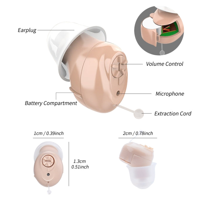 CIC Digital Ear Hearing Aid Sound Amplifier For The Elderly, Skin Color, Blue