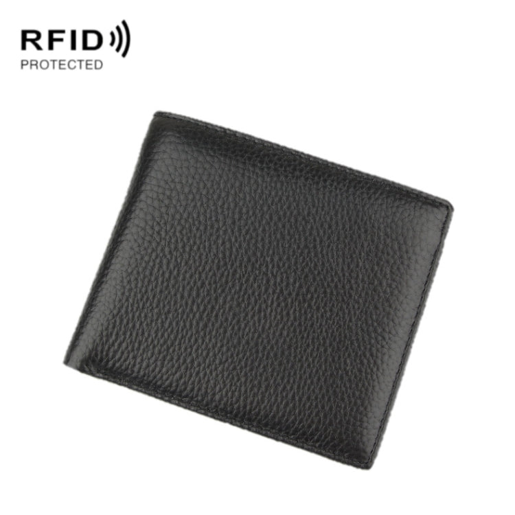 RFID Anti-theft First Layer Cowhide Coin Purse Men Wallet, K-8018