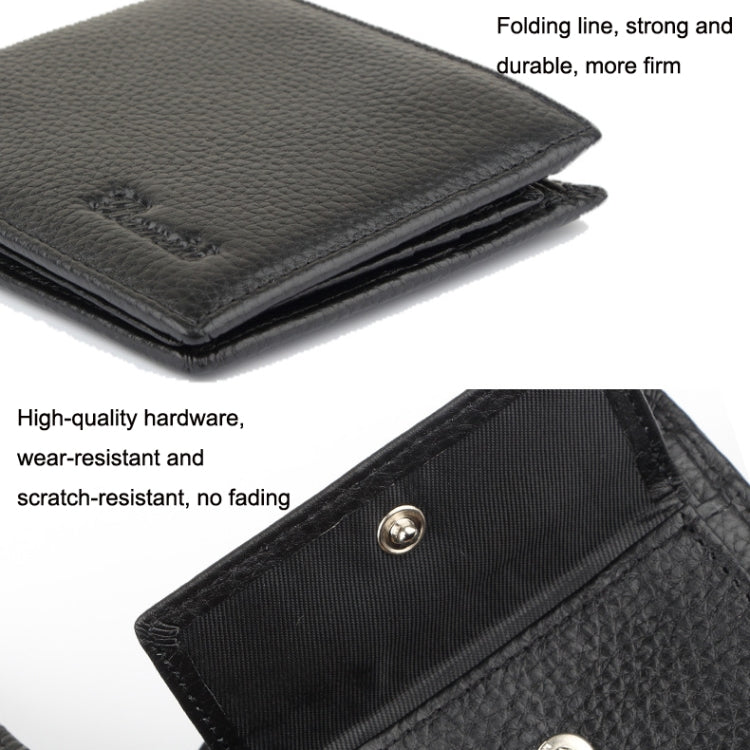 RFID Anti-theft First Layer Cowhide Coin Purse Men Wallet, K-8018