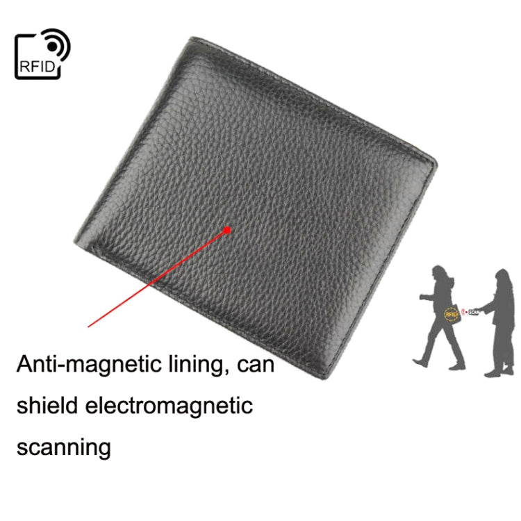 RFID Anti-theft First Layer Cowhide Coin Purse Men Wallet, K-8018