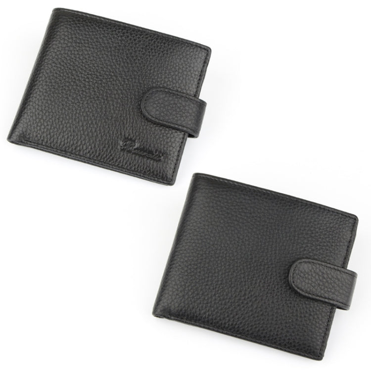 Anti-Theft Brush RFID Men Wallet Short Strap Button Multi-Card Layer Men Wallet, K-8006