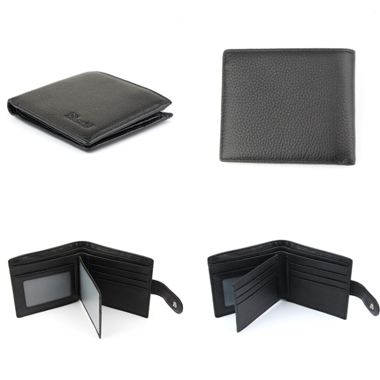 Anti-Theft Brush RFID Men Wallet Short Strap Button Multi-Card Layer Men Wallet, K-8006