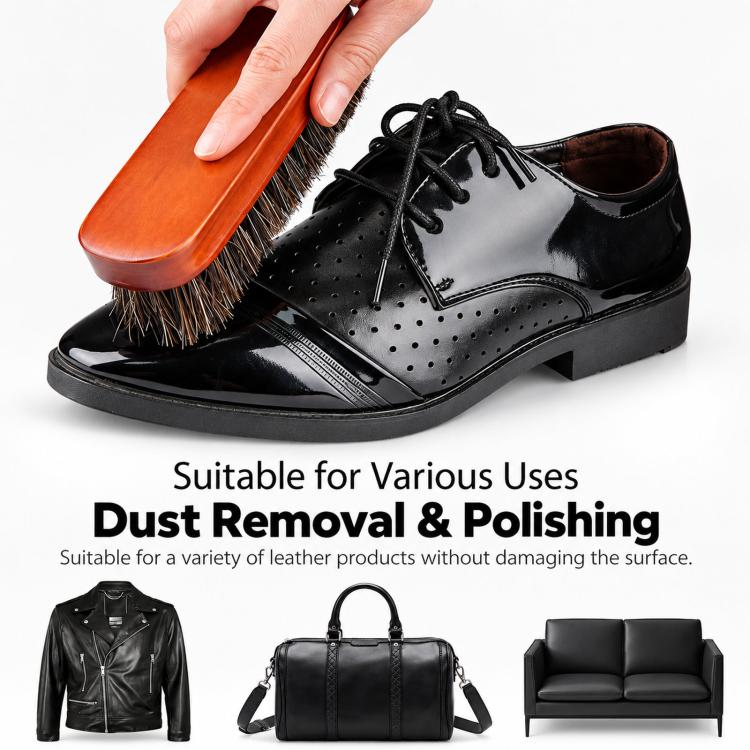 Horse Mane Shoes Brush Mahogany Brush Fur Shoes Cleaning And Dust Brush, Shoes Dust Brush
