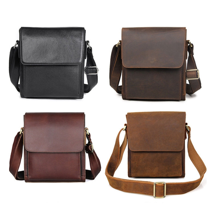 Vintage Crazy Horse Leather Men Shoulder Bag Messenger Bag, Brown, Dark Brown