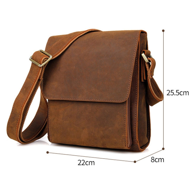Vintage Crazy Horse Leather Men Shoulder Bag Messenger Bag, Brown, Dark Brown