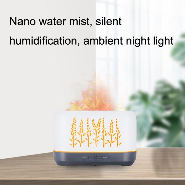 YX-1690 Wood Grain Aroma Diffuser Hollow Flame Humidifier, White, Black, Shallow Wooden Grain