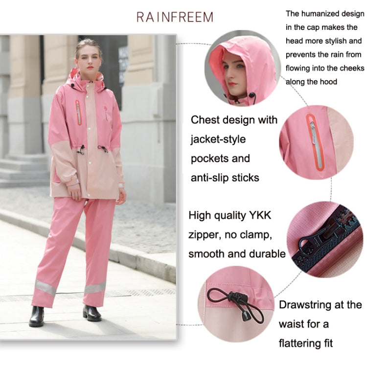 Rainfreem Outdoor Reflective Fashion Split Raincoat Rain Pants Set, S, XL