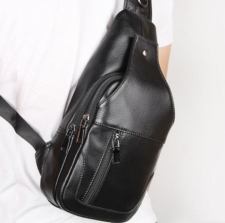 Casual Men Chest Bag First Layer Cowhide Messenger Bag