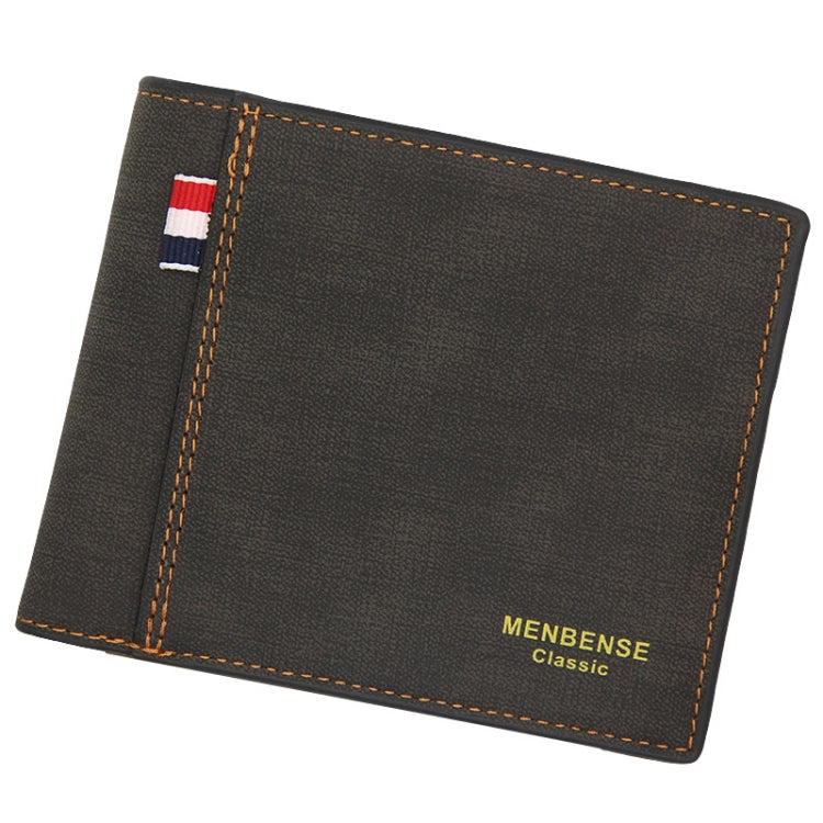 MenBense Frosted PU Short Large Capacity Fashion Retro Three Fold Bag Men Wallet, Black, Navy, Dark Brown, Light-Light