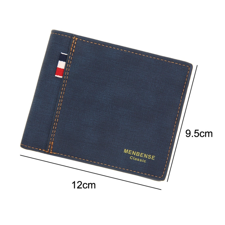 MenBense Frosted PU Short Large Capacity Fashion Retro Three Fold Bag Men Wallet, Black, Navy, Dark Brown, Light-Light