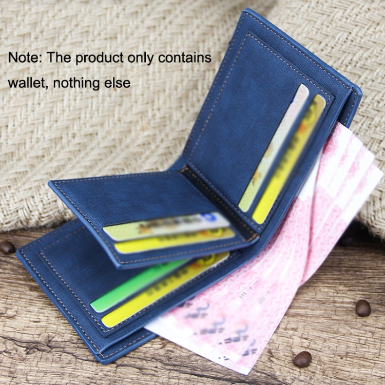 MenBense Frosted PU Short Large Capacity Fashion Retro Three Fold Bag Men Wallet, Black, Navy, Dark Brown, Light-Light