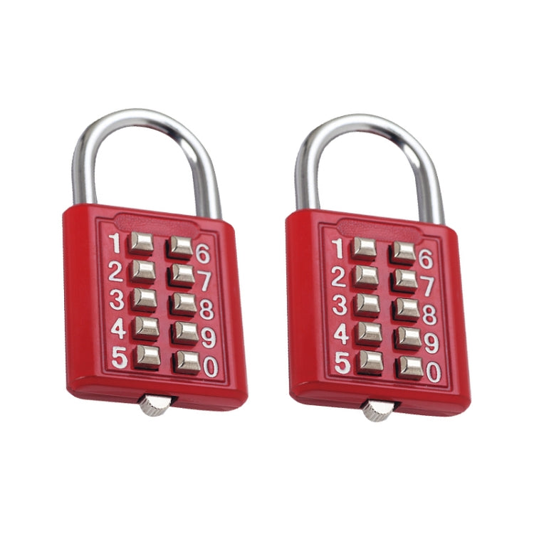 2 PCS 10-Bit Button Password Lock Cabinet Door Tool Box Button Padlock, Red, Electroplating White, Sky Blue, Black
