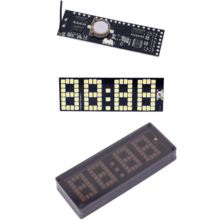LED Dot Matrix Clock Car Thermometer Battery Voltage Measurement, 3 in 1 White