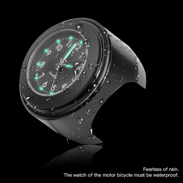 Aluminum Alloy Plating Motorcycle Handlebar Clock, Clock Silver Shell White Background, Clock Black Shell White Background, Clock Black Shell Black Background, Clock Silver Shell Black Background