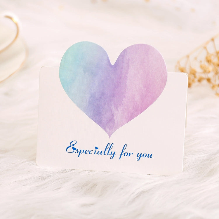 100 PCS A368 Heart Shape Thanks Greeting Card, Light Orange, Lignt Pink, Light Blue, Symphony, Purple Pink, Purple Blue, Best Blessings, I Love You, Full of Happiness, Happy Birthday, Special for You, Happy Every Day