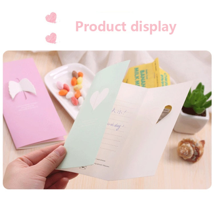 10 PCS A-330 Stereo Hollow Greeting Card, Green Love, Pink Love, Purple Wings, Blue Wings, Green Wings, Pink Wings, Purple Love, Blue Love, Champagne Bow, Blue Bow, Pink Bow