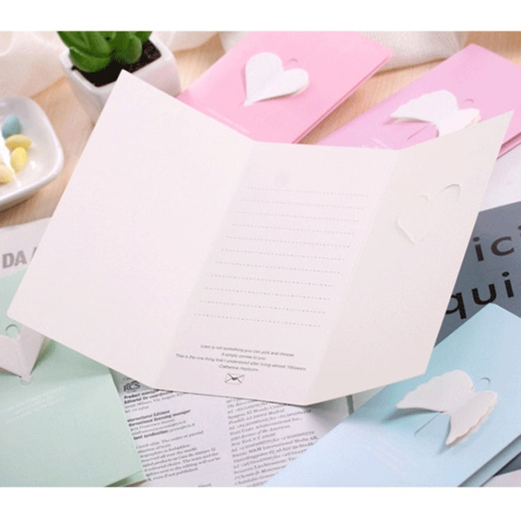 10 PCS A-330 Stereo Hollow Greeting Card, Green Love, Pink Love, Purple Wings, Blue Wings, Green Wings, Pink Wings, Purple Love, Blue Love, Champagne Bow, Blue Bow, Pink Bow