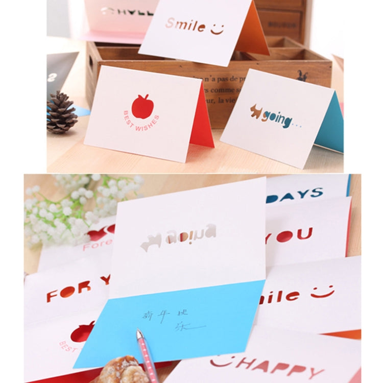10 PCS A-035 Large Hollow Letters Holiday Greeting Card, I Love You, For You, Happy, Forever, Smile, 365 Days, Best Wishes, Going