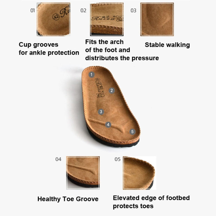 Ruizu Couple Cork Slippers Beach Shoes Flip Flops, 44, 45