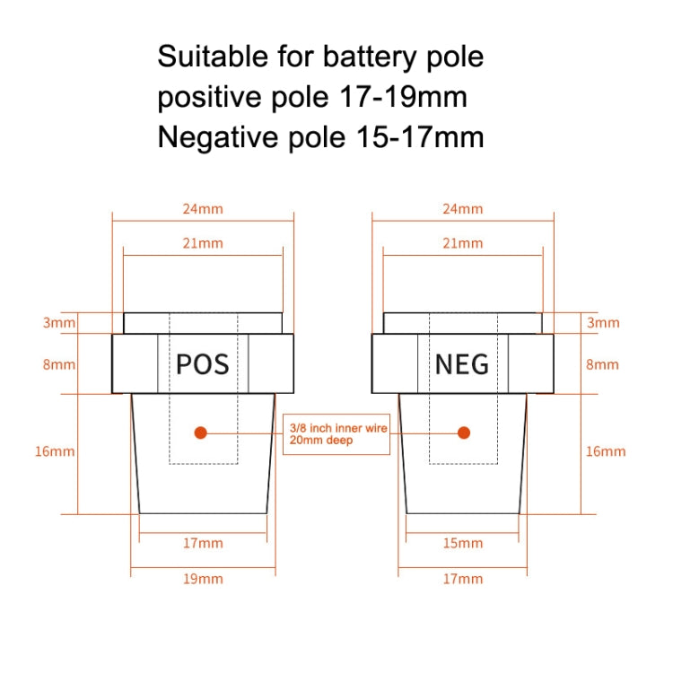 3 Pairs Car Battery Pile Header Circular Column Battery Maintenance Modification Accessories, 3 Pairs
