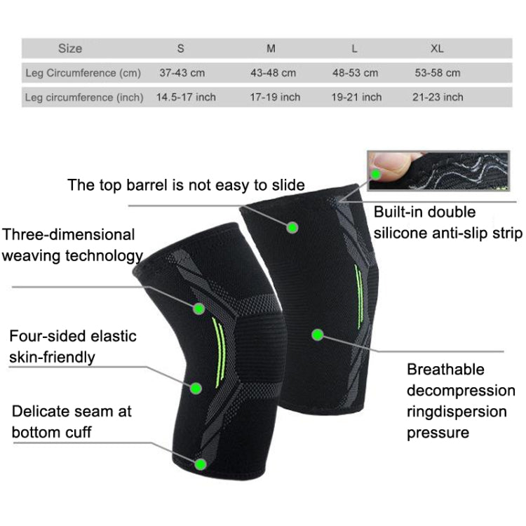 Nylon Sports Protective Gear Four-Way Stretch Knit Knee Pads, Size:, S, M, L, XL