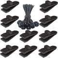 Outdoor Camping Windproof Canopy Fixed Tent Clip Rope Buckle Quick Hanging Set, 10 Clips+10 Ropes, 10 Clips+10 Black Ropes, 10 Clips+10 Black Ropes+10 Silver Buckles, 10 Clips+10 Elastic Ropes+10 Black Buckles                                           ...
