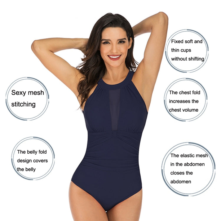 DS109 Ladies Slim And Conservative Halter Neck Swimsuit, S, M, L, XL, XXL