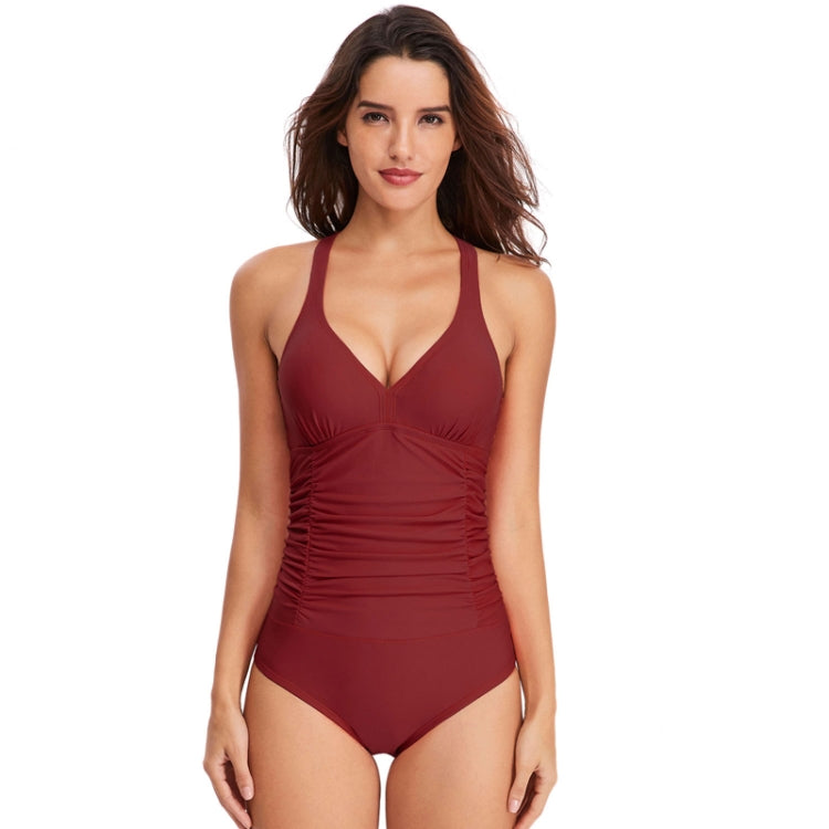 HS18110 Women Belly Cover One-Piece Swimsuit With Chest Pad, S, M, L, XL, XXL
