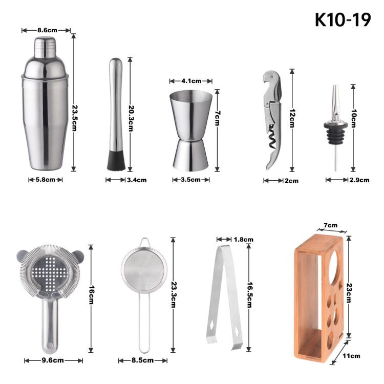 10 In 1 700ml Bamboo and Wood Stand Bartending Tools, K10-19