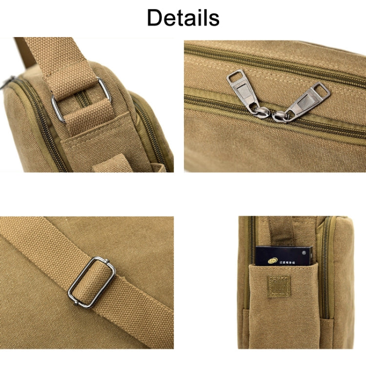 RuYiHuang Men Vintage Canvas Versatile Single-Shoulder Bag, Khaki, Black, Brown