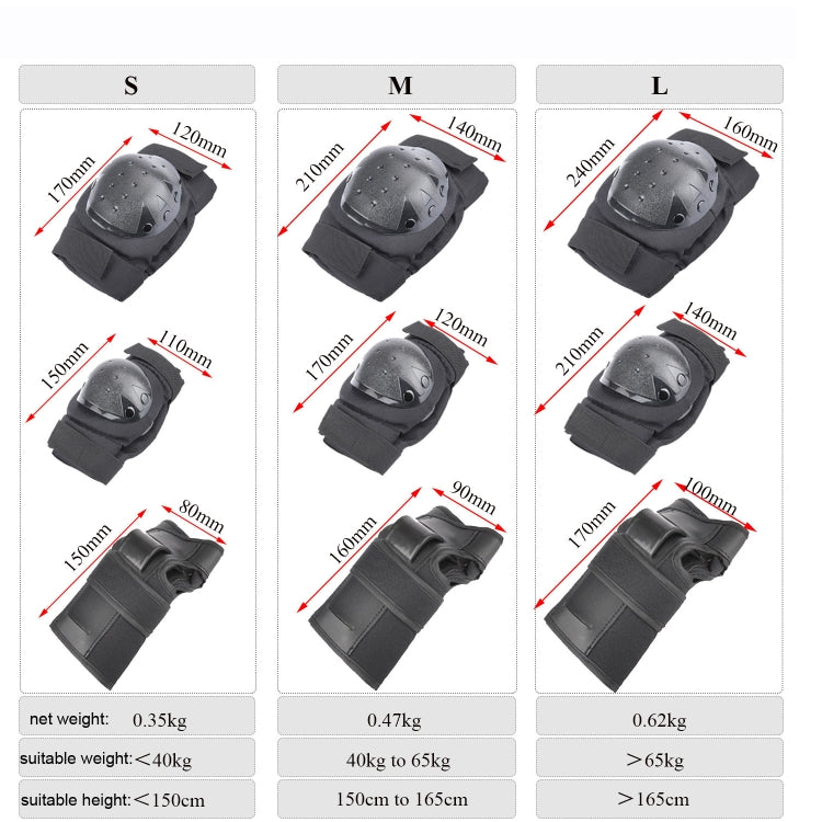 6 In 1 Outdoor Riding Roller Skating Protective Gear Electric Scooter Protective Gear,, L, M, S