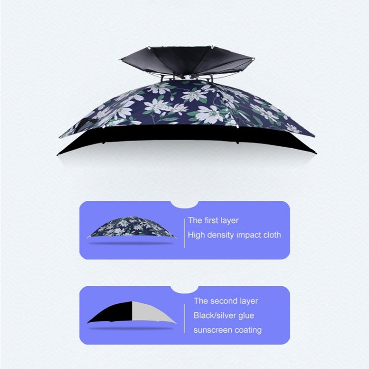 Double-layer Fishing Umbrella Hat Outdoor Sunscreen And Rainproof Folding Umbrella Hat, 95 Blue (Elastic Band), 95 Silver (Elastic Band), 95 Blue (Rubber Sleeve), 95 Silver (Rubber Sleeve), 80 Blue, 80 Camellia, 95 Blue Vinyl (Rubber Sleeve)           ...