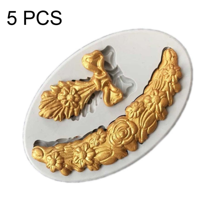 5 PCS Pattern Lace Decorative Liquid Silicone Fondant Mould, Pattern Lace