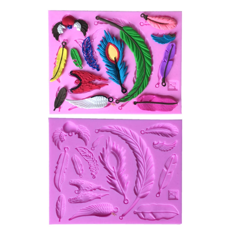 2 PCS Feather Shaped Fondant Cake Silicone Mold Baking Cake Decorating Tools, Feather Shaped