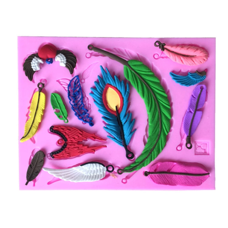 2 PCS Feather Shaped Fondant Cake Silicone Mold Baking Cake Decorating Tools, Feather Shaped