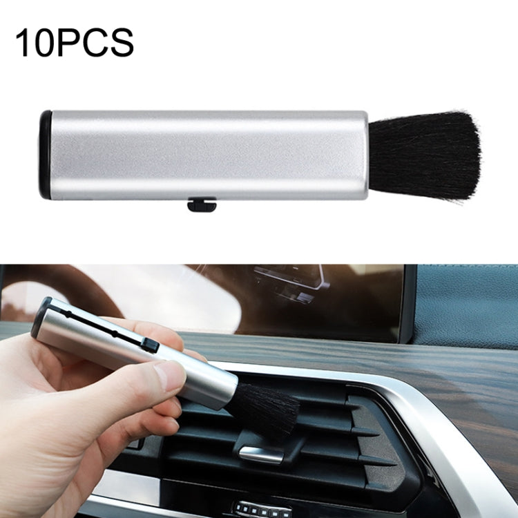 10 PCS Car Air Conditioner Air Outlet Telescopic Cleaning Brush, 10PCS+Silver, 10PCS+Black
