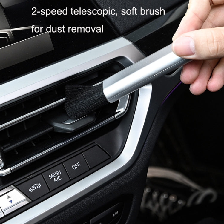 10 PCS Car Air Conditioner Air Outlet Telescopic Cleaning Brush, 10PCS+Silver, 10PCS+Black