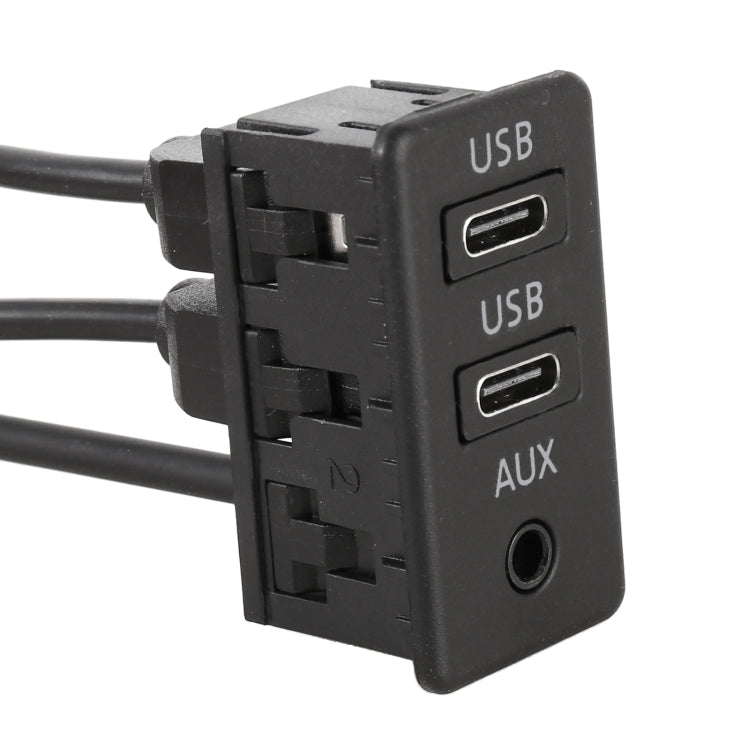 Car Universal Modification Dual Type-C+AUX Charging Interface Seat, Type-C+Type-C+AUX
