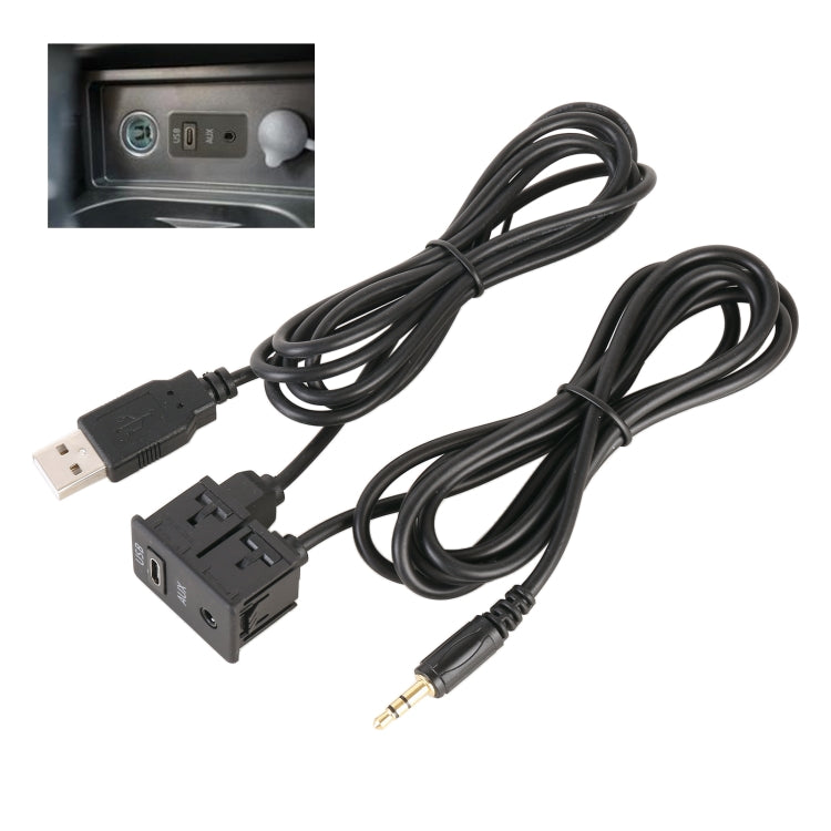 Car Universal Modified Type-C+AUX Interface Charging Use Extension Seat, Type-C+AUX