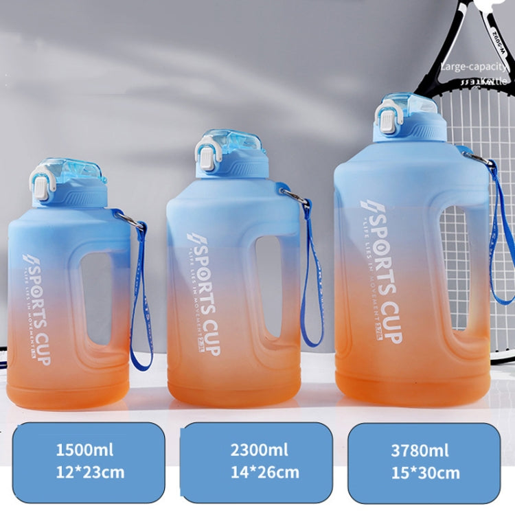 Large Capacity Gradient Straw Cup Sports Bottle With Scale, 1500ml, 2300ml, 3800ml