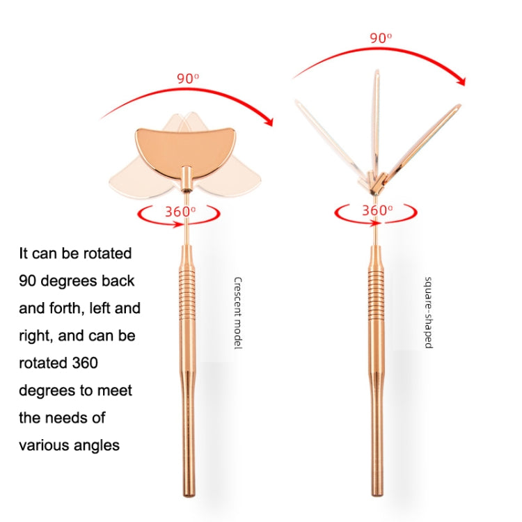 Stainless Steel Rotating Extension Eyelash Inspection Mirror, Style:, Crescent (Gold), Crescent (Rose Gold), Crescent (Silver)
