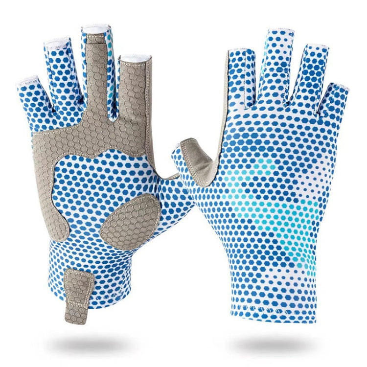 Ice Silk Half Finger Fishing Gloves Sunscreen  Riding Gloves, Mens Free Size, Womens Free Size