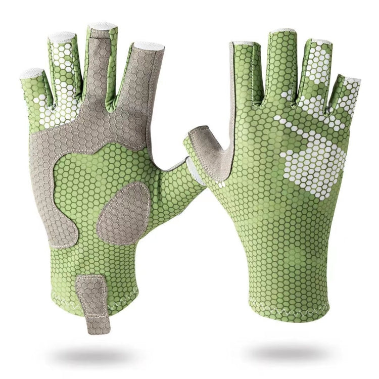 Ice Silk Half Finger Fishing Gloves Sunscreen  Riding Gloves, Mens Free Size, Womens Free Size